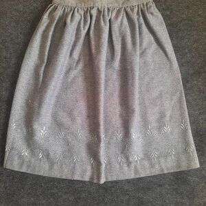 Women gray wool skirt with eyelet bottom (red shadow on skirt is from camera)